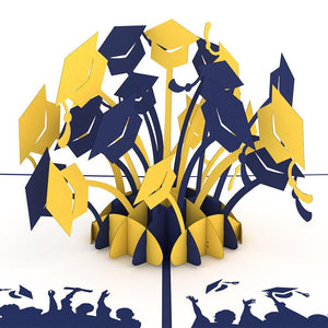 Graduation Hats Blue and Yellow